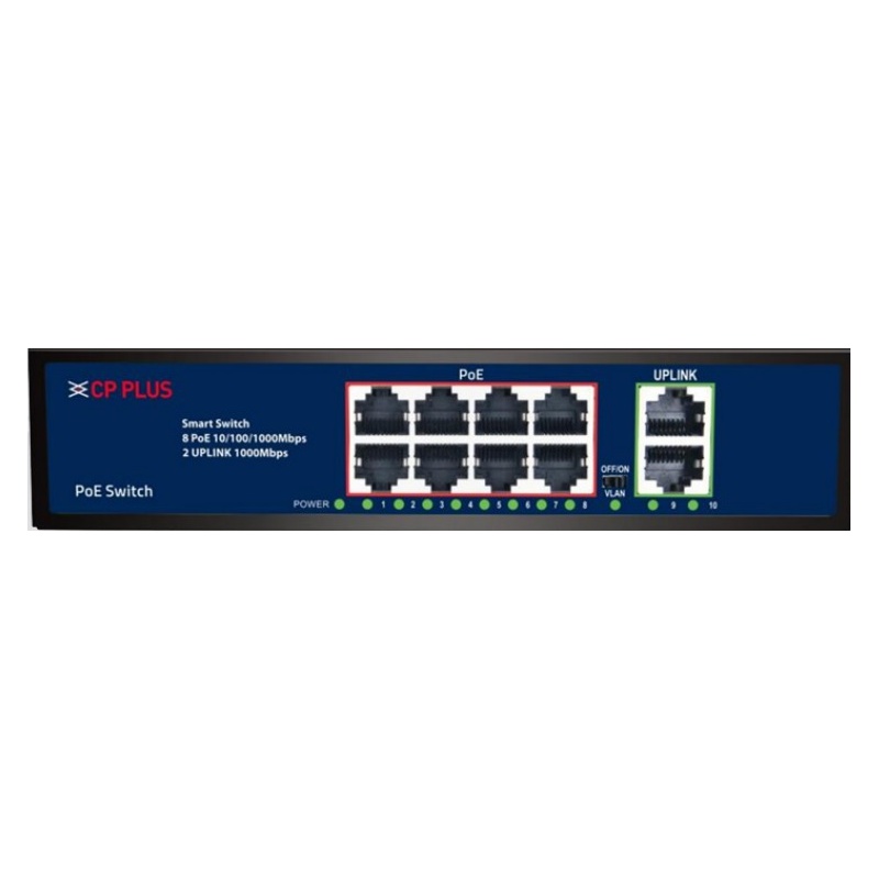 Switch PoE, 10x 1Gbps(z toho 8x PoE), 30W/port, VLAN