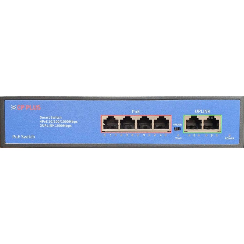 Switch PoE, 6x 1Gbps (z toho 4x PoE), 30W/port